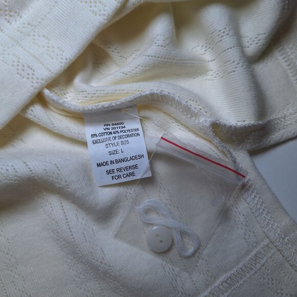 Sarah Morgan Shirt Embroidered Floral Off White Quarter Button Womens Large - Picture 8 of 9